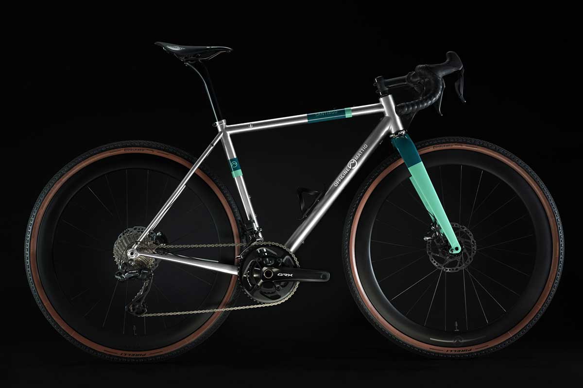 Bicicletta Officine Mattio modello SANTIAGO AX, Gravel in acciaio inossidabile fotografia dettaglio laterale "
